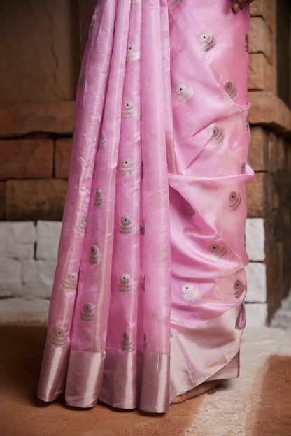 Gulabi Guldasta Meenakari Pure Silk Chanderi Saree