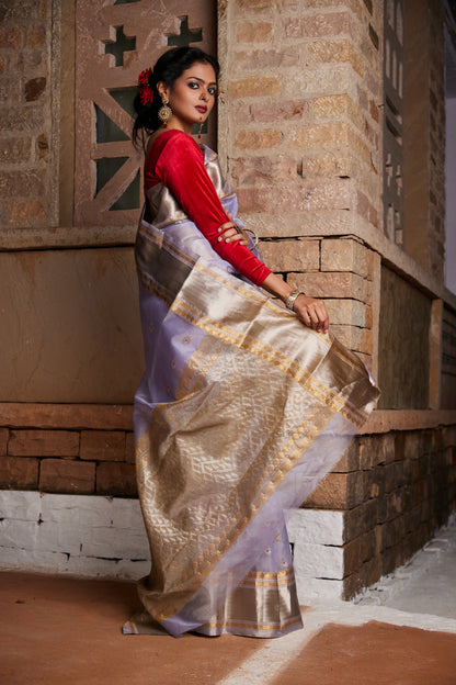 Syaahi Phool Meenakari Pure Silk Chanderi Saree