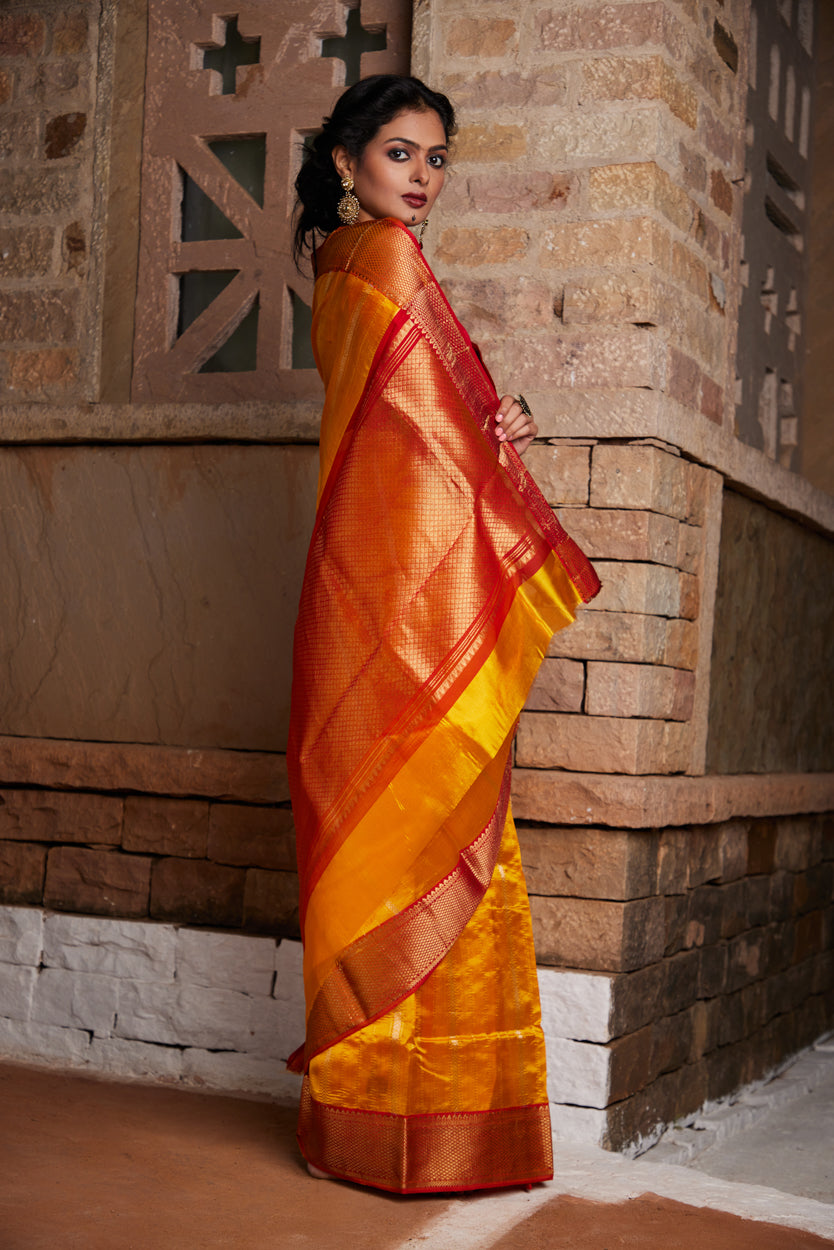Zarrin Nazakat Striped Pure Silk Chanderi Saree