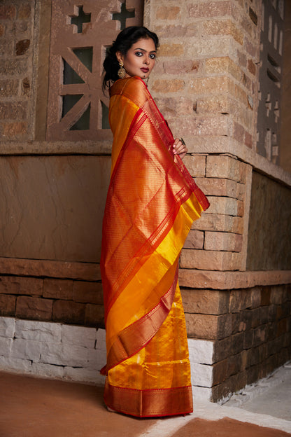 Zarrin Nazakat Striped Pure Silk Chanderi Saree