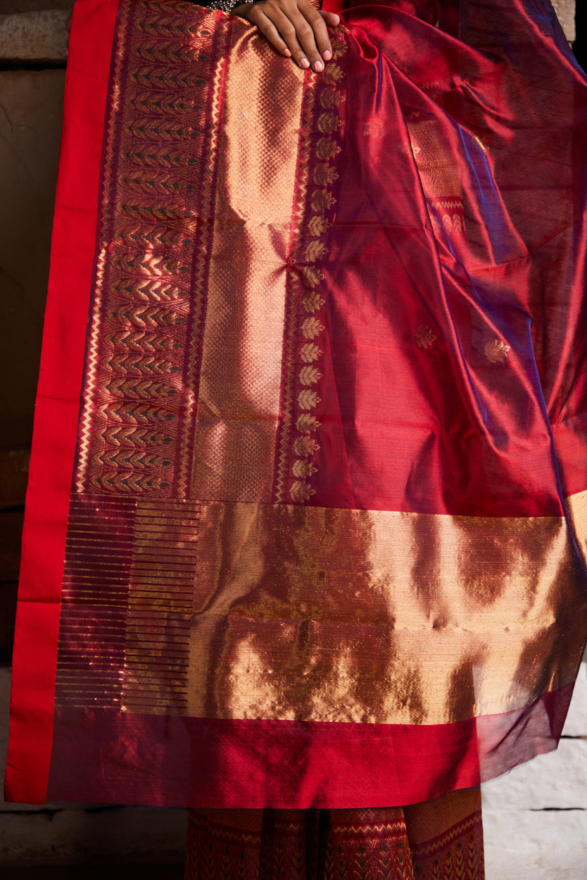 Sindoori Saanjh Pure Silk Chanderi Saree