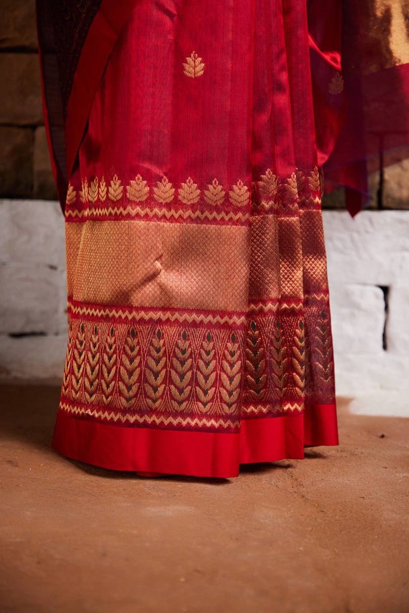 Sindoori Saanjh Pure Silk Chanderi Saree