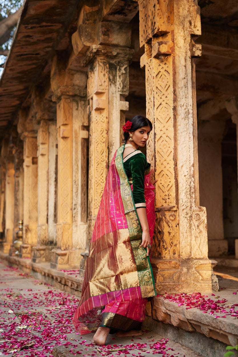 Gulabi Noor Pure Silk Chanderi Saree