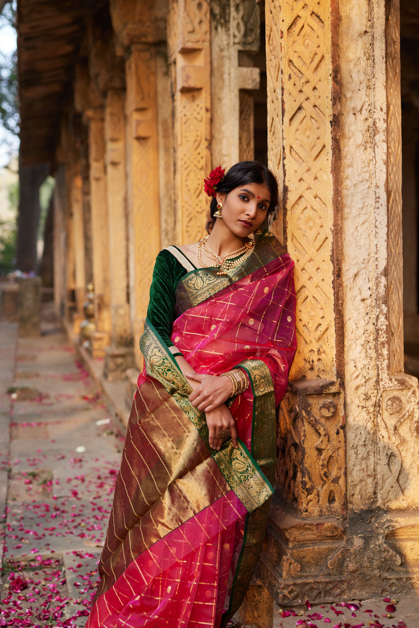 Gulabi Noor Pure Silk Chanderi Saree