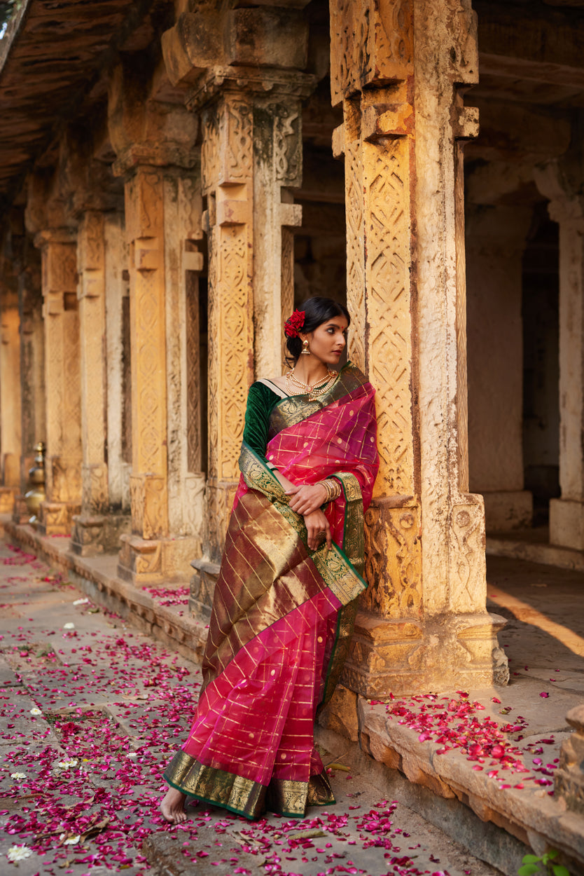 Gulabi Noor Pure Silk Chanderi Saree