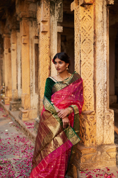 Gulabi Noor Pure Silk Chanderi Saree