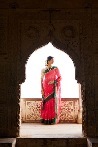 Gulabi Nazakat Pure Silk Chanderi Saree