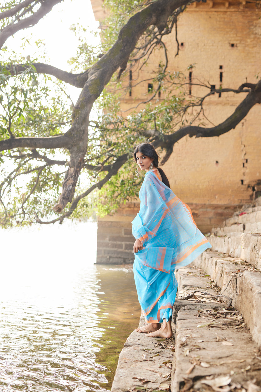 Neel Aanchal Cotton Silk Chanderi Saree