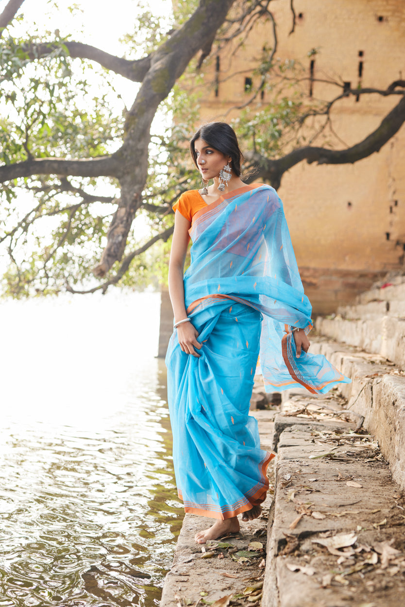 Neel Aanchal Cotton Silk Chanderi Saree