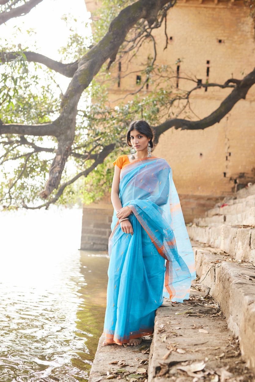 Neel Aanchal Cotton Silk Chanderi Saree
