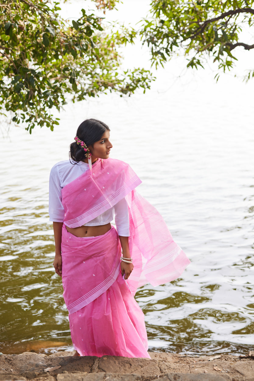 Gulabi Neer Cotton Silk Chanderi Saree