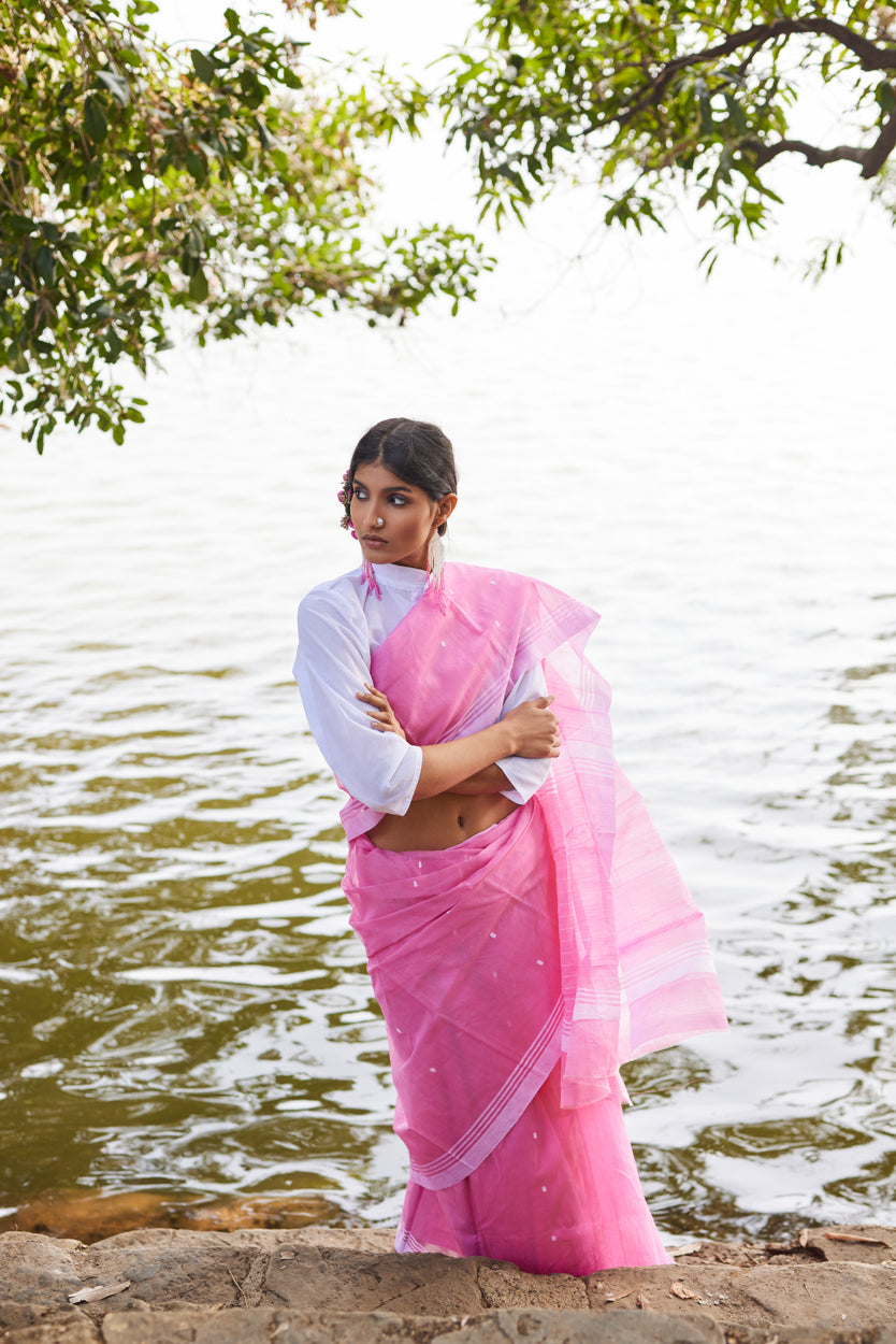Gulabi Neer Cotton Silk Chanderi Saree