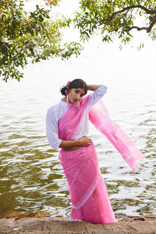Gulabi Neer Cotton Silk Chanderi Saree