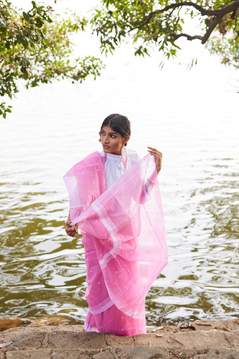 Gulabi Neer Cotton Silk Chanderi Saree