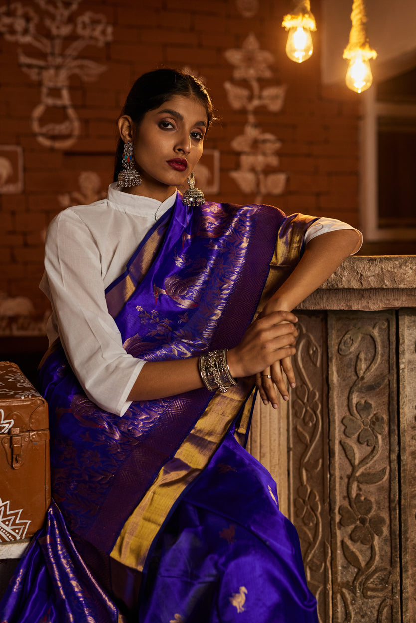 Shaba Afsana Kinar Jala Pure Silk Chanderi Saree
