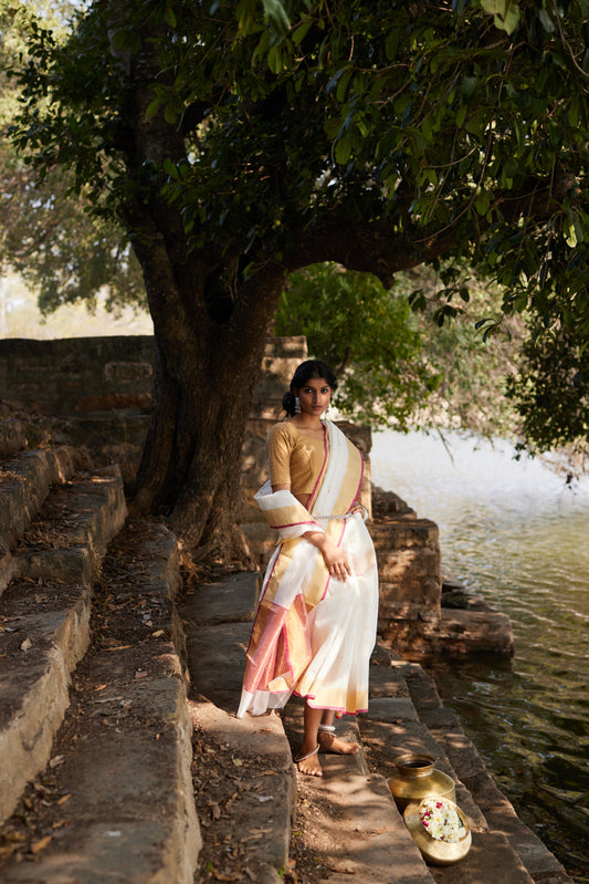 Saanjh Deep Cotton Silk Chanderi Saree