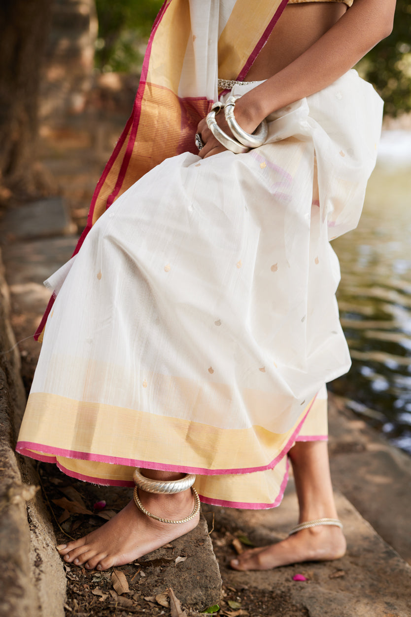 Saanjh Deep Cotton Silk Chanderi Saree