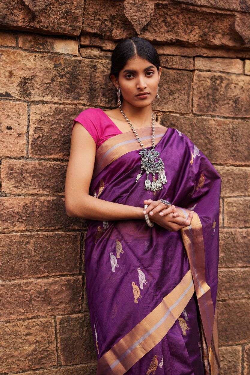 Tota Maina Raag Pattu Silk Chanderi Saree