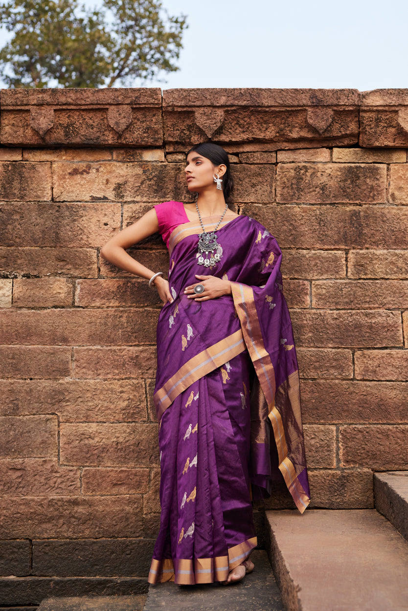 Tota Maina Raag Pattu Silk Chanderi Saree