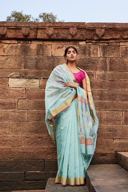 Neel Kusum Cotton Silk Chanderi Saree