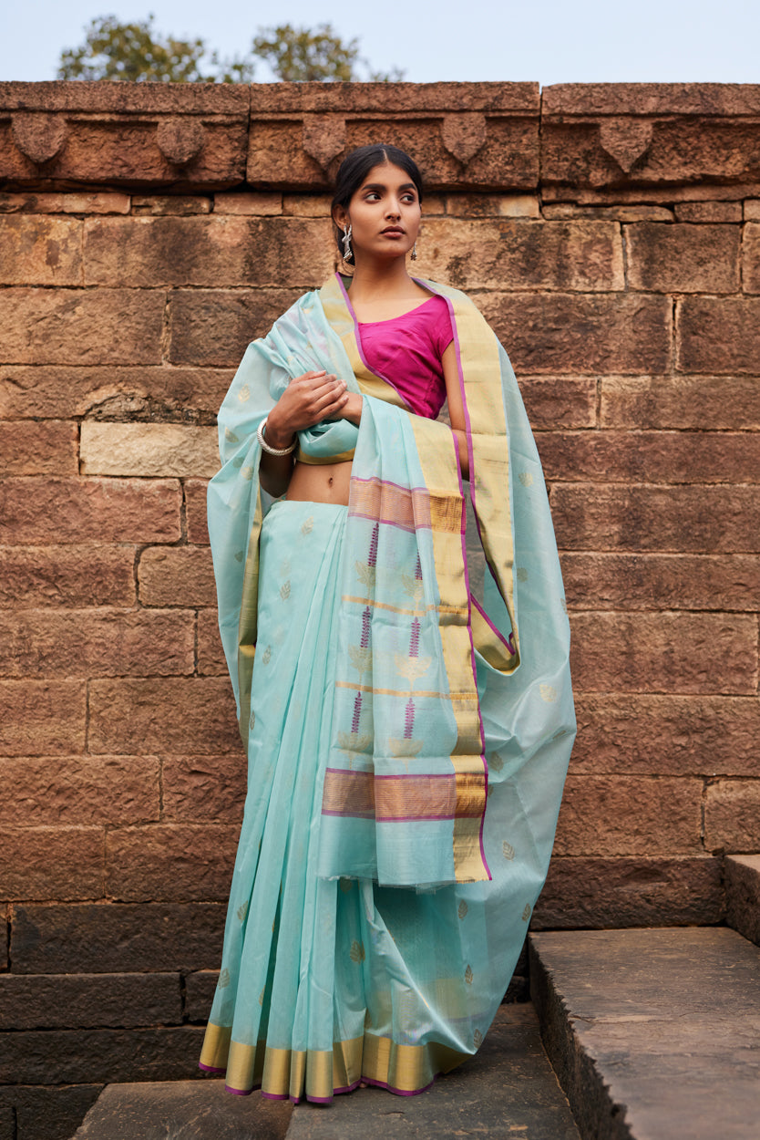 Neel Kusum Cotton Silk Chanderi Saree