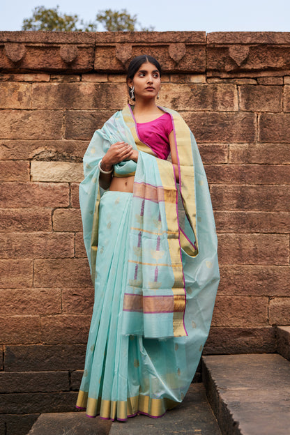 Neel Kusum Cotton Silk Chanderi Saree