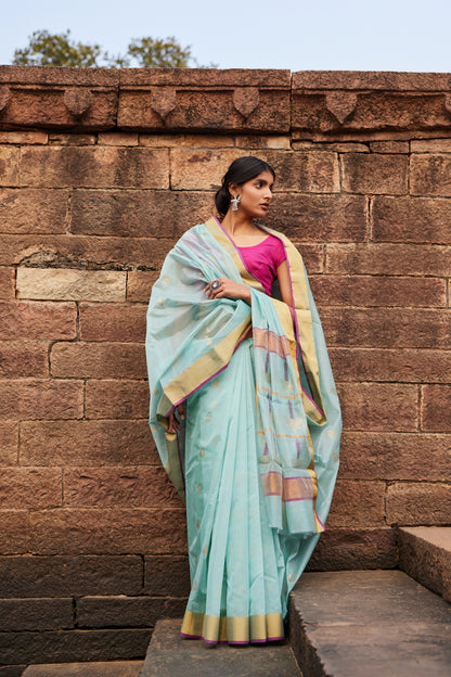 Neel Kusum Cotton Silk Chanderi Saree