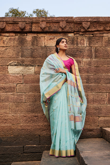 Neel Kusum Cotton Silk Chanderi Saree