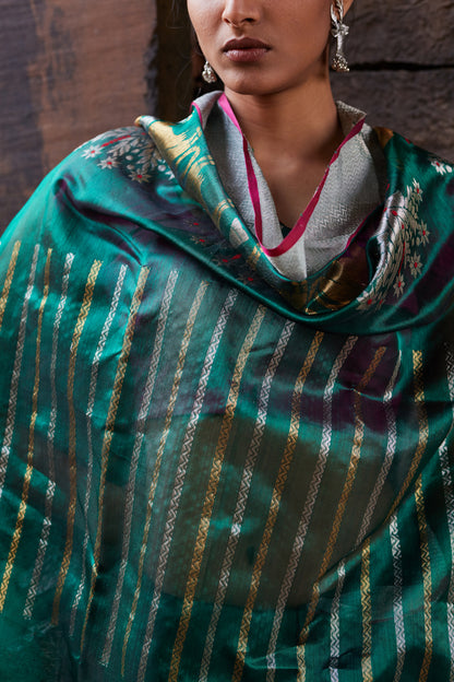 Hariyali Nazm Pattu Silk Chanderi Saree