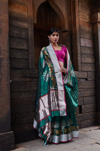 Hariyali Nazm Pattu Silk Chanderi Saree