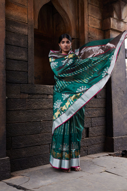 Hariyali Nazm Pattu Silk Chanderi Saree