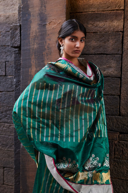 Hariyali Nazm Pattu Silk Chanderi Saree