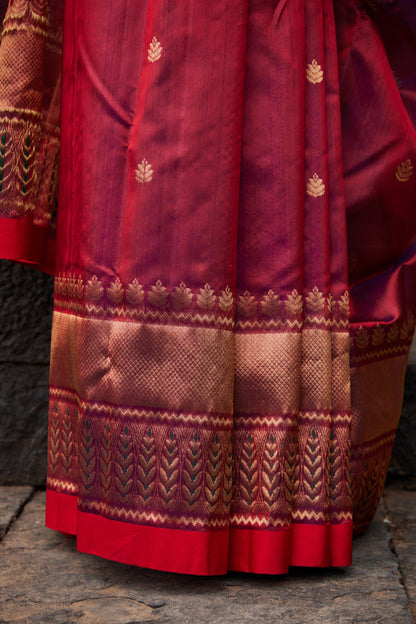 Mahroomi Pattu Silk Chanderi Saree