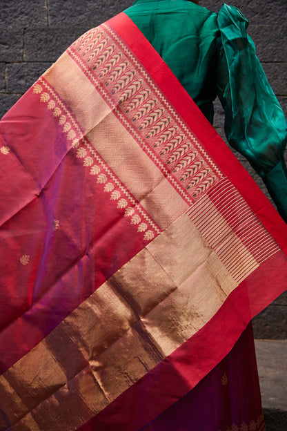 Mahroomi Pattu Silk Chanderi Saree