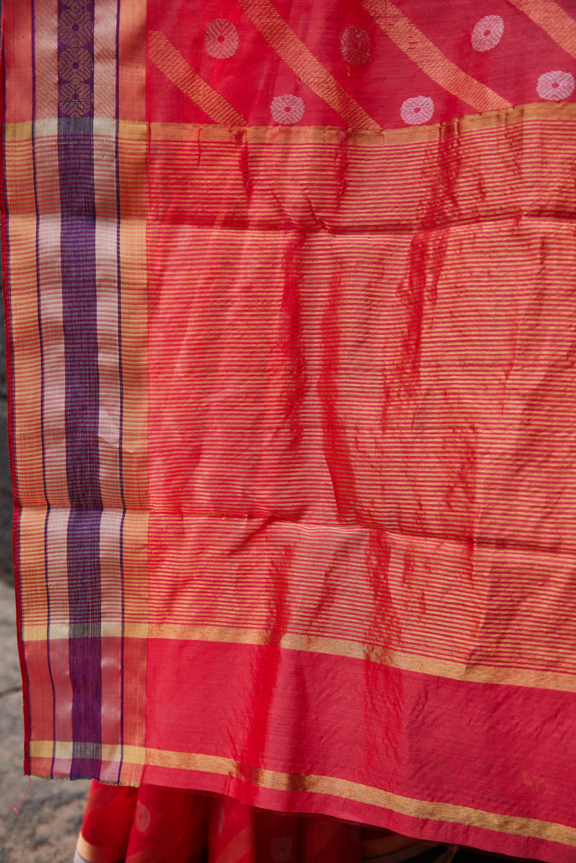 Surkh Pattu Silk Chanderi Saree