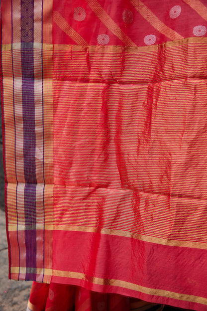 Surkh Pattu Silk Chanderi Saree