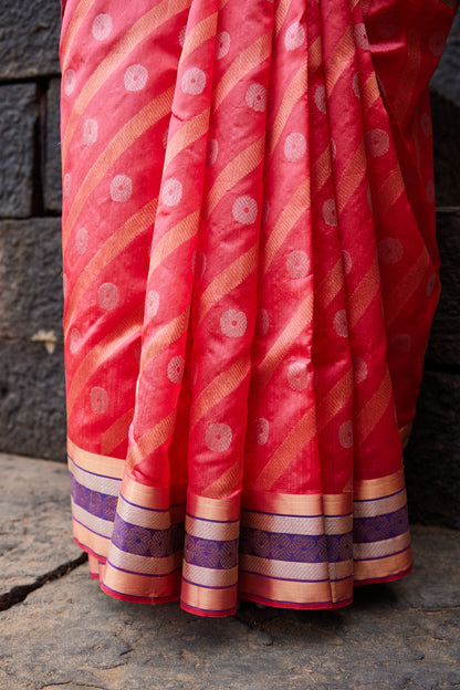 Surkh Pattu Silk Chanderi Saree
