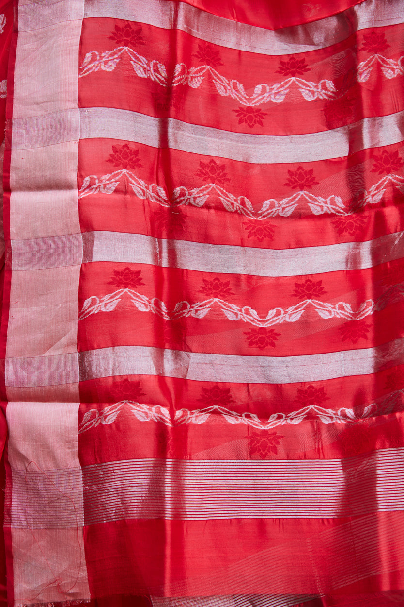 Surkh Suroor Pattu Silk Chanderi Saree