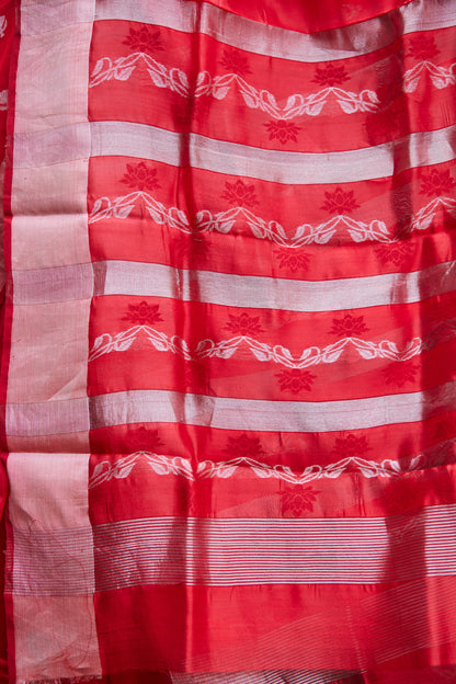 Surkh Suroor Pattu Silk Chanderi Saree