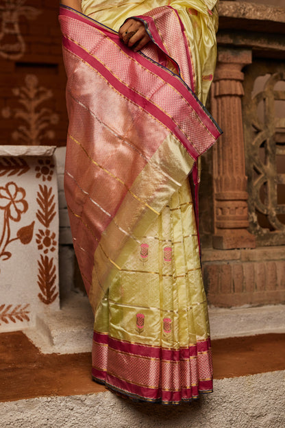Sunehri Shaam Meena Kari Pure Silk Chanderi Saree
