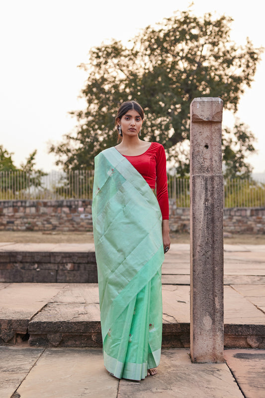 Akash Leela Pattu Silk Chanderi Saree