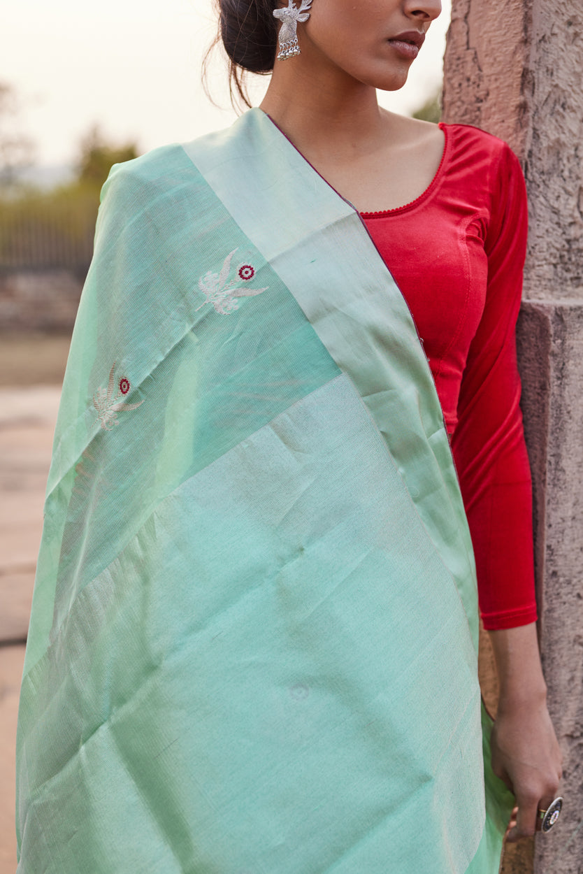 Akash Leela Pattu Silk Chanderi Saree