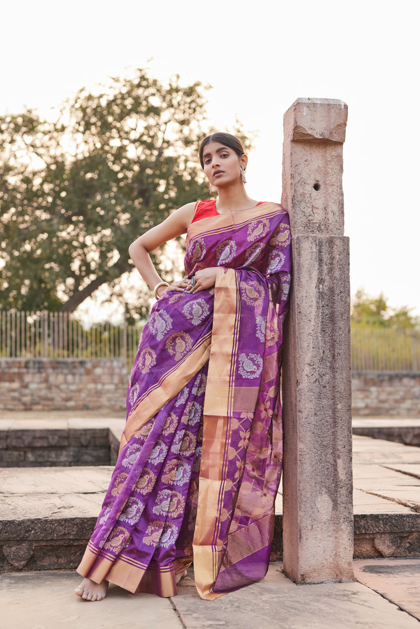 Shaam Shabnami Pattu Silk Chanderi Saree