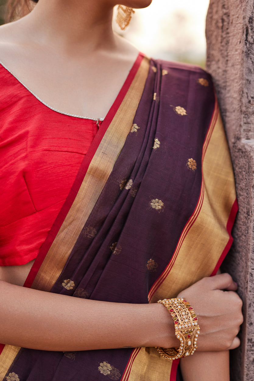 Mahroom Chandni Cotton Silk Chanderi Saree