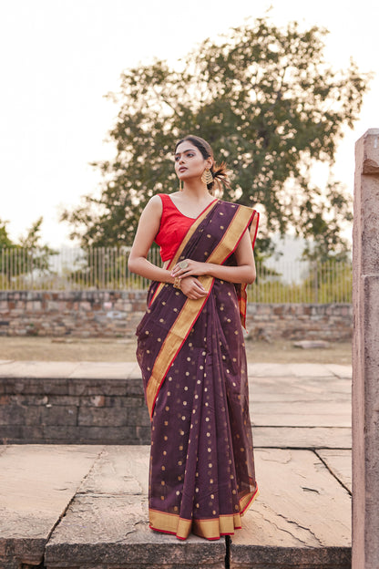 Mahroom Chandni Cotton Silk Chanderi Saree