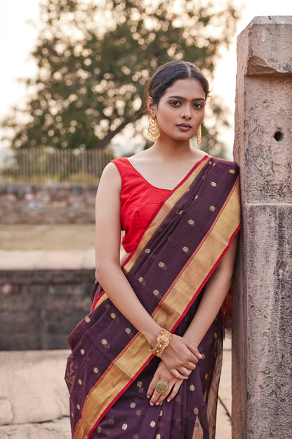 Mahroom Chandni Cotton Silk Chanderi Saree
