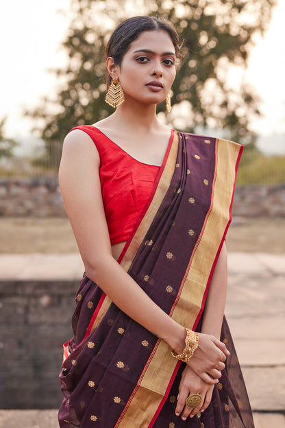 Mahroom Chandni Cotton Silk Chanderi Saree
