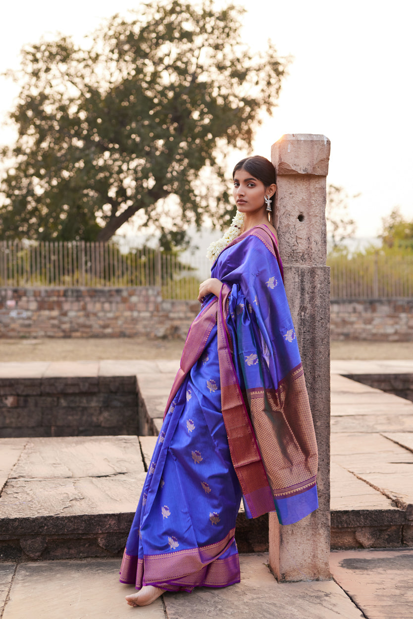 Neelani Shab Pattu Silk Chanderi Saree