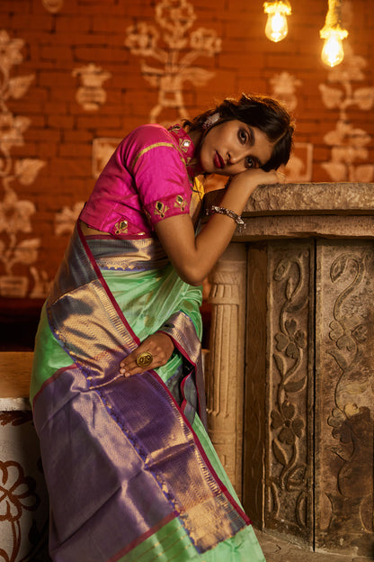 Rimzhim Nazakat Chakri Buti Pure Silk Chanderi Saree