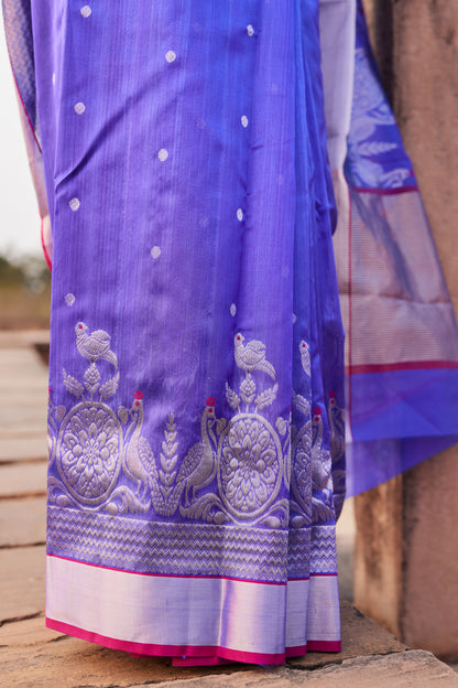Mor Chandni Pattu Silk Chanderi Saree